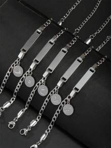 1 件个性化新颖阿拉伯字母手链首饰女孩字母手链首饰适合生日、日常搭配、时尚阿拉伯字母首饰