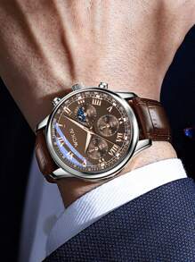 1 pezzo Orologio da polso business da uomo, orologi da uomo di lusso dei migliori marchi, orologio da uomo al quarzo sportivo, regalo con cinturino in pelle sintetica - Orologio casual elegante e confortevole