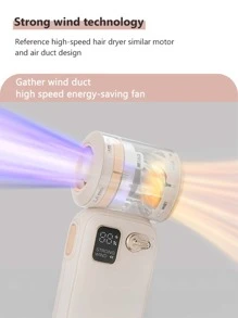 便携式手持涡轮风扇，可充电可调节迷你个人风扇，电池供电，户外露营风扇，带配件，男女旅行礼品 - 米色 - 彩色 - 查看 4