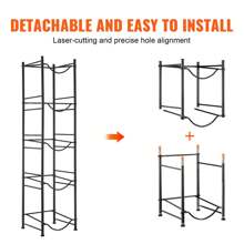 3-5 Tiers Water Jug Holder, 5 Gallon Water Bottle Holder, Single/Double Row Water Bottle Rack For 3-10 Bottles, Heavy Duty Water Jug Rack For Kitchen, Office, Living Room, Black/Silver/Silver Gray - Black 5 Barrels - 查看 4