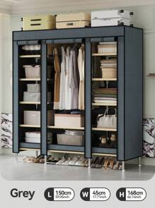 1 件便携式衣柜，无纺布材质，钢管框架，易于组装，多层搁架，用于存放衣物和日常用品，适用于家庭卧室、公寓、四季衣物收纳 - 彩色 - 查看 16