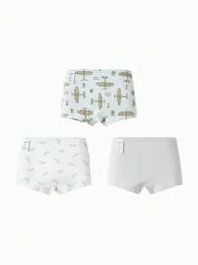 Balabala Tween Boys Underwear, 3 Packs Boxer Shorts, Anti-Bacterial - Gray Green Tone - View 2