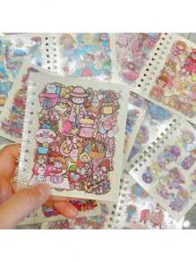 1 pieza Pegatinas decorativas con ilustración artística de estilo de graffiti, diseño de caricatura de mascotas, serie de niñas, estilo decorativo, adecuado para tazas, cascos, patinetas, juguetes populares y creativos - Gris - Ver 2