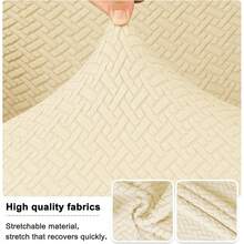 Funda elástica para silla de respaldo alto - Funda reutilizable para silla lateral, protector de silla de acento para comedor, banquete, decoración del hogar (Plata, 2 piezas) - 01 Sarga en forma de T Crema - Ver 3