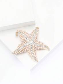 Spilla di moda con perle e stelle marine per donne, decorazione per vestiti, abiti, accessorio per feste, banchetti, regalo