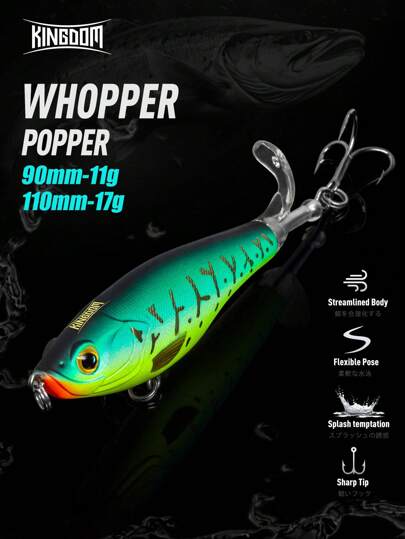  Señuelos de pesca de la marca Kingdom, de 90mm y 110mm, de 11g y 17g, señuelos duros con cola giratoria blanda, flotantes y tipos topwater - cebos artificiales