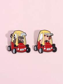 2 Piezas Pines de esmalte con diseño de personajes de dibujos animados de Capibara, Ganso y Mapache - Prendedores creativos y lindos de Animales OK, los puedo sacar - Regalos de joyería para mochila y solapa