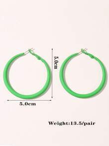 1 Pair European Style Minimalist Round Geometric Open Outline Painted Hoop Earrings, Suitable For Gift Or Daily Use