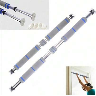 Barre d'entraînement supérieure pour l'exercice, Barre de traction extensible 80-115cm pour porte multi-mentonnière avec poignées confortables, Gris / Noir