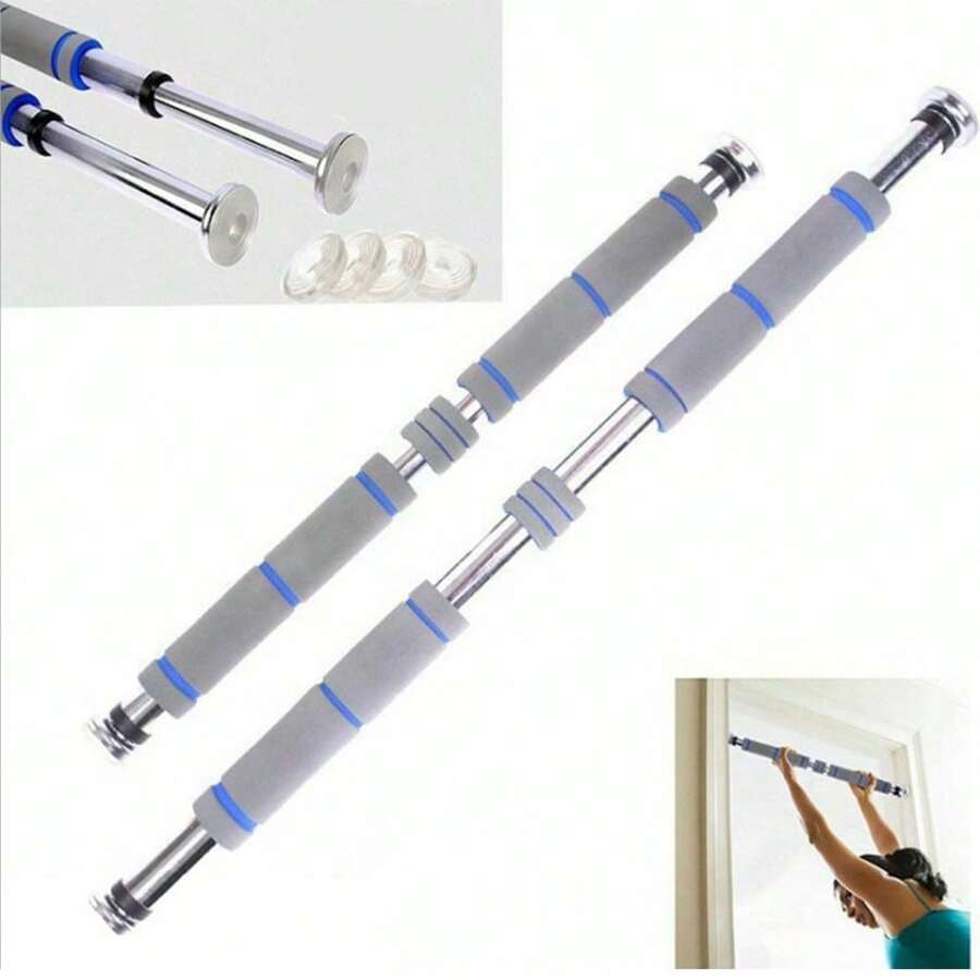 Barre d'entraînement supérieure pour l'exercice, Barre de traction extensible 80-115cm pour porte multi-mentonnière avec poignées confortables, Gris / Noir - Gris - Voir 1