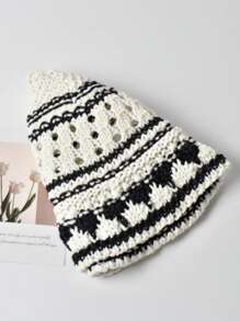 Japanese Style Foldable Breathable Bucket Hat, Handmade Patchwork Design, Summer, Versatile, Round Top, Hollow-Out Decor, Polyester Material - A - View 7