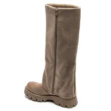 Fancy High Boots With Notched Sole And Pleated Upper - Khaki - View 6