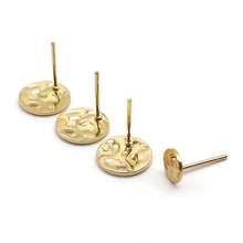 10 件不对称纹理不锈钢金耳环柱带环，手工制作 DIY 耳环配件