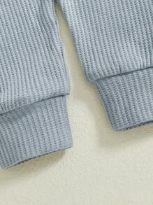 Toddler Baby Boys Outfits Set Contrast Color Long Sleeve Romper With Waffle Solid Pants Hat 3Pcs Clothes Set