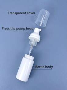 60毫升白色泡沫按压瓶，睫毛洗发水瓶，旅行泡沫按压瓶，空塑料瓶，可重复灌装迷你皂液器，适用于洗手液、睫毛洗发水、沐浴露，适合旅行、居家和学生返校使用