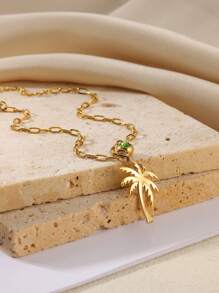 1 szt. Palm Tree Birthstone Anklet dla kobiet Delikatny kokosowy łańcuszek na kostkę Letnia biżuteria plażowa Modne dodatki Prezent na Walentynki, mama, matka, Dzień Matki, prezent