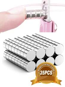 10/15/25/35/60Pcs Strong Round Multi-Functional Magnet & Cylinder Shaped Manicure Magnet For Diy Cat Eye Nails, Suitable For Use With Tweezers, Nail Magnets For Nail Cutter, Small Magnets, Round For Refrigerator, Cylinder, Fridge, Office, Whiteboard, Little Miniature Tiny Mini For Crafts, Small Refrigerator Magnets, Small Magnets For Crafts, Magnets For Nail Clippers
