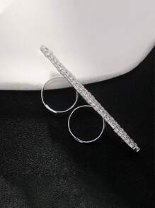 Bestselling New Geometric Dual-Finger Ring, Minimalist Adjustable Crystal Ring Suitable For Men And Women, Luxury Y2K Multi-Row Diamond Crystal Dual-Finger Ring, Openable Adjustable Personalized Ring, Party Jewelry, Valentine's Day Gift For Her, Fashionable Women's Long Bar Dual-Finger Ring