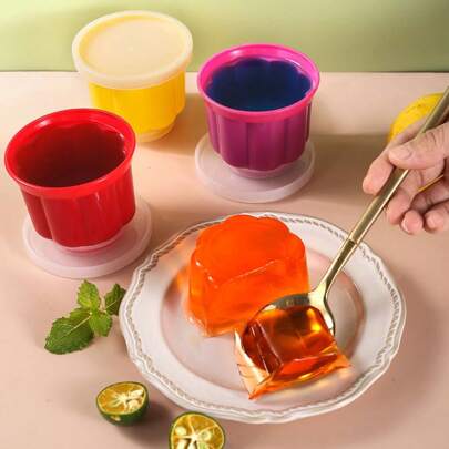 4/12件套硅胶布丁模具套装 - 八角形果冻慕斯冰淇淋模具带盖 | 可重复使用的PP塑料外壳，适用于制作甜点、露营和居家使用 | 生日庆祝和制作高品质甜点的理想之选