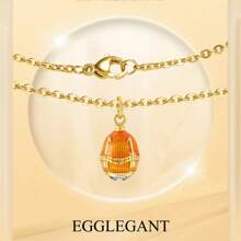 EGGLEGANT 1 pieza Delicado colgante de huevo esmaltado, collar con colgante simple, joyería para mujeres para uso diario, regalo de Pascua o aniversario