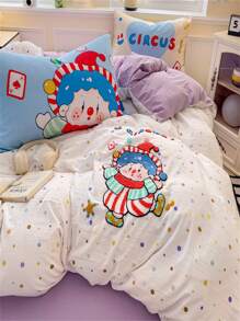 3 件套高密度面料 Ins 风格高级卡通提花床上用品套件（包括枕套） - 彩色 - 查看 8