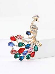 Elegant Rhinestone Peacock Brooch For Women Animal Pin Dress Suit Pin Accessories Party Banquet Gift