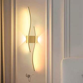 Lámpara de pared LED moderna, lujosa decoración del hogar, luz de pared minimalista, lámpara de pared de aluminio con luz cálida LED multicolor, iluminación para decoración de sala de estar, dormitorio, comedor, pasillo, balcón, entrada, escalera, pasillo, cafetería, vestuario, oficina moderna