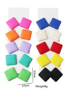 Betykuku 9 Pairs Colorful Heart Shaped Stud Earrings, Minimalist & Fashionable For Casual Daily Wear - square - View 3