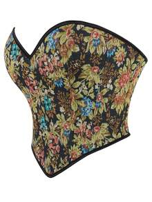 Top de corset vintage sans bretelles pour femmes, gaine de taille avec baleines pour modeler le corps, top bustier court sexy, top pour sortir - Multicolore - Voir 3