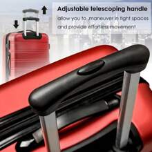 ABS Hard Shell Travel Trolley Suitcase 4 Wheel Luggage Set Hand Luggage, 20", (Red) - Red - View 4