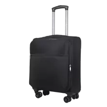 JLY Ultra-Lightweight Softshell Suitcase – Small Carry-On Or Medium Checked Luggage – Smooth Rolling & Spacious Design - Black - View 2