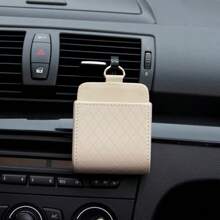 1 本地仓库汽车空调出风口悬挂式收纳袋 PU皮革多功能收纳袋 汽车手机支架 杂物收纳袋 适合各款车型
