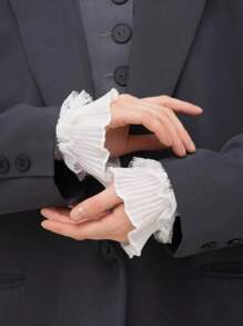 1 para eleganckich, dekoracyjnych, koronkowych mankietów z bufiastymi rękawami, poliester, uniwersalne do codziennego noszenia i ceremonii, na każdą porę roku