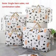 1pc Print Zipper Quilt Storage Bag Zipper Large Capacity Packing Bag Double Handle Moisture-Proof Clothes Quilt Storage Bag - Black and White - View 1