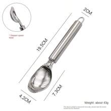 Cuchara para helado de acero inoxidable, cuchara de doble uso para frutas y para servir bolitas de helado - Plateado - Ver 3