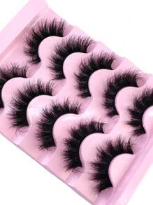 5 paires/paquet de faux cils en poils de vison naturels et moelleux, cils décoiffés charmants, faux cils 8D allongeants et volumisants, créer un effet de maquillage relevé des yeux de renard, rallonger et épaissir les cils de la partie extérieure - Noir - Voir 5