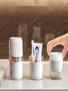 便携式旅行牙刷盒套装，带盖漱口杯牙膏牙膏盒牙刷收纳盒漱口杯便携式牙刷收纳盒，旅行漱口杯，防水牙膏架容器，商务旅行用玻璃杯，旅行必需品 - 彩色 - 查看 6