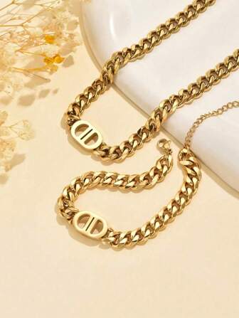 1 件女士个性化不锈钢防褪色手链，适合日常佩戴