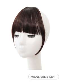 Tóc nối kẹp 6 inch màu nâu, đen và mái bằng kiểu Pháp, phù hợp cho nữ, có tóc mai và mái vòm, dùng hàng ngày, phụ kiện tóc. - Nhiều màu - Xem 6