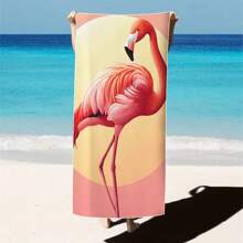1pc Oversized Flamingo Printed Beach Towel, Extra Large Ultra Soft Quick Dry Beach Blanket - Skin-Friendly And Portable, Suitable For Fun Trips, Yoga, Picnics And Pool Parties
