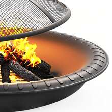 30 Inch Black Iron Fire Pit BBQ Grill With Wood Burning And Fork For Outdoor Camping & Picnics Black