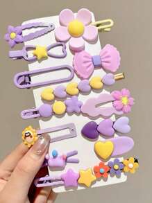 14pcs Kids Princess Cartoon Bow Hair Clips, Cute High-Quality Butterfly Hair Clips For Girls, No Card Paper Packaging