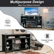 Homasis 58'' TV Stand Entertainment Console Center W/ Adjustable Open Shelves Up To 65''