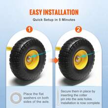 VEVOR Solid PU Run-Flat Tire Wheel, 10", 2-Pack, 400 Lbs Dynamic Load, 450 Lbs Static Load, Flat Free Tubeless Tires And Wheels For Hand Truck, Utility Cart, Dollies, Garden Trailers, Various Carts - Tải trọng: 400 lbs - Xem 5