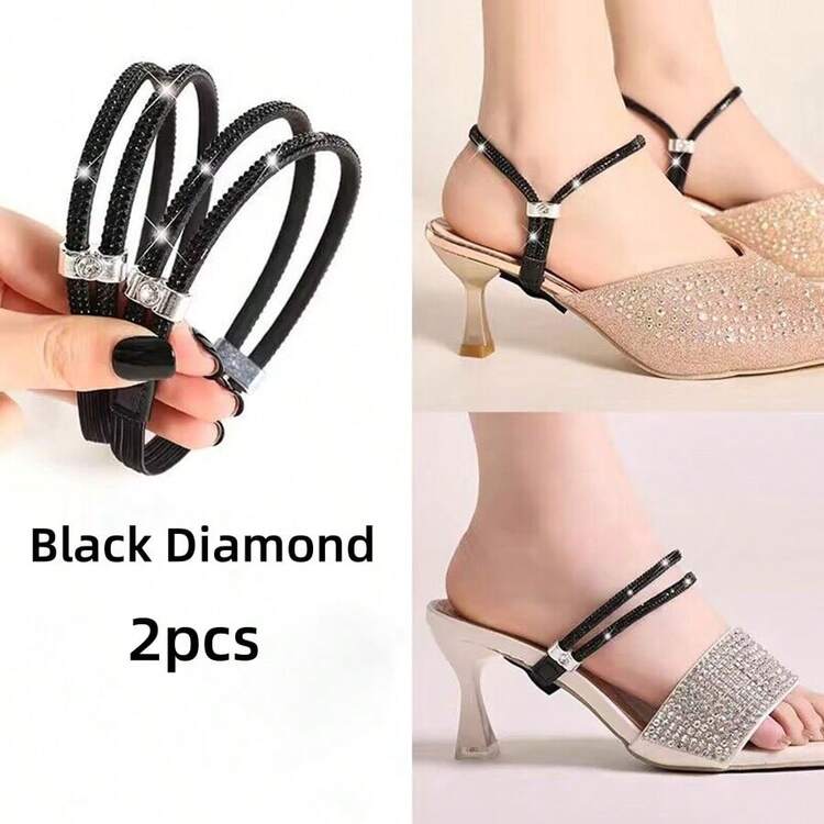 2pcs High Heel Non-Slip Diamond Shoelaces, Slouchy Shoe Buckle Chain For Sandals, No Installation Required - Many - View 6