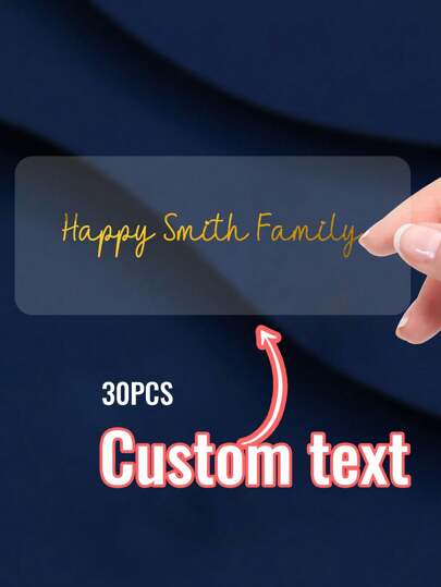 30-240Pcs Custom Rectangle Transparent Stickers, Transparent Gold Foil, Personalized Labels, Customized Text Party Favour Labels, Gold Stamping, Customizable Self-Adhesive Stickers, Party Bag Labels, 5.2x2cm, Easter Gift, For Envelopes,Back To School Fashion