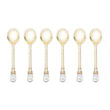 Conjunto com 6 Colheres de Café e Sobremesa Zamac Crystal Dourado 11cm - Wolff - Dourado - Visão 1