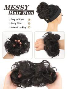 凌乱波浪发髻假发，合成发髻马尾辫接发黑色棕色金色红色发髻发片，适合女士弹性发髻 - 彩色 - 查看 5