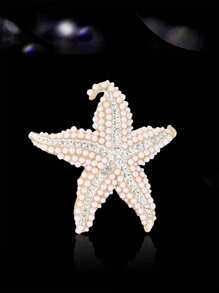 Spilla di moda con perle e stelle marine per donne, decorazione per vestiti, abiti, accessorio per feste, banchetti, regalo