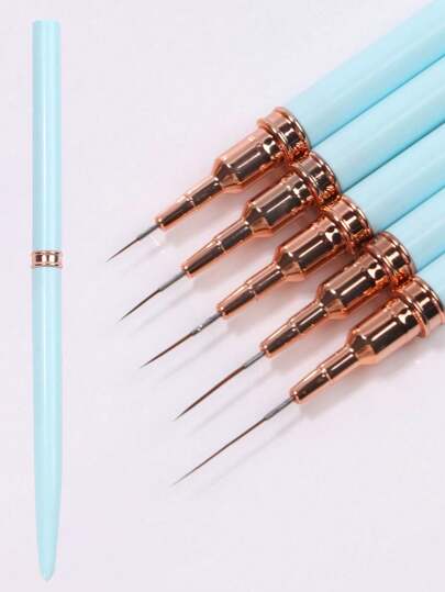 5개 네일 라인 브러쉬 세트 슬림 라인 스트라이프 페인트 브러쉬 UV 젤 페인팅 네일 디자인 펜 전문 네일 도구, 네일 아트 초보자 매니큐어 살롱 홈 DIY 걸 여성을 위해 적합